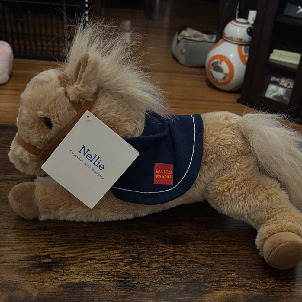 Nellie Plush Pony with Navy Wells Fargo Saddle